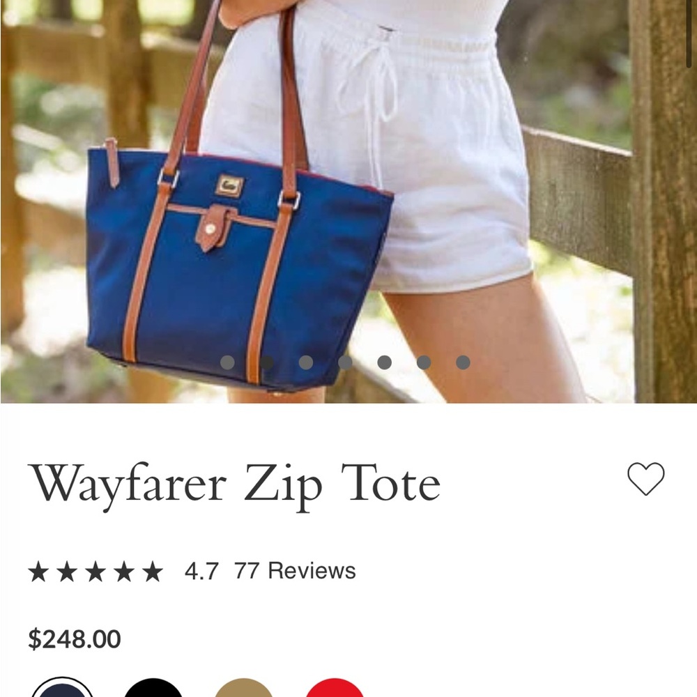 Dooney & Bourke Wayfarer Zip Tote Blue and Tan Classic - Picture 3 of 15